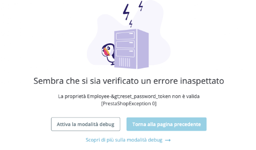 Errore PrestaShop Employee reset_password_token non valida durante rimozione admin malware